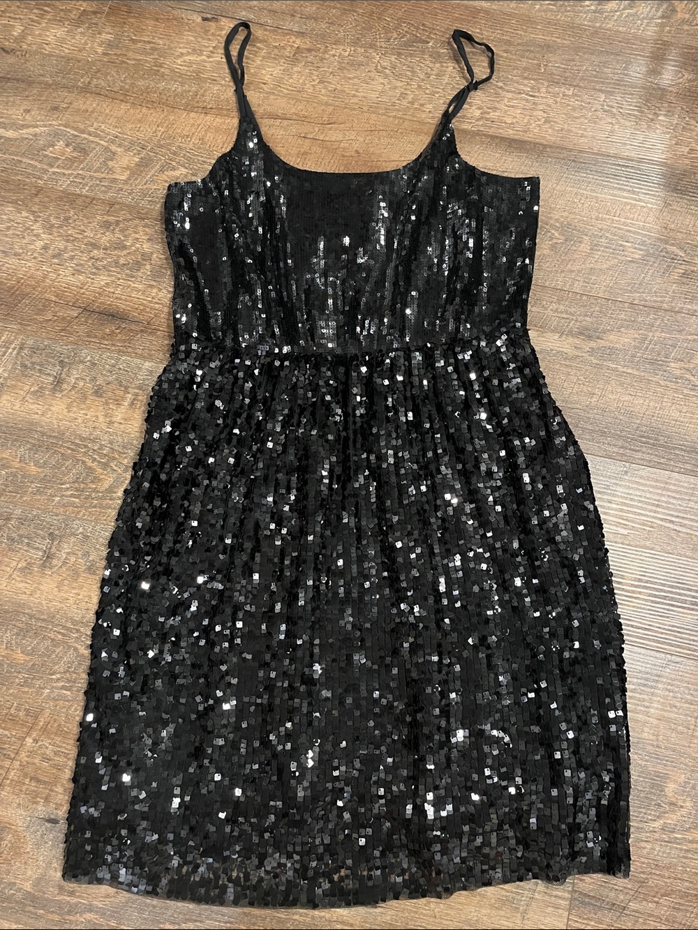 Express Black Sequin Spaghetti Strap Dress